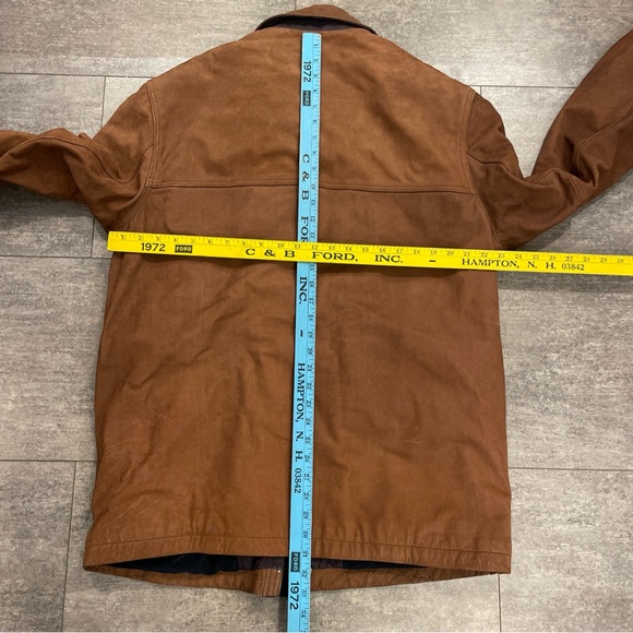 Columbia Long Leather Jacket Zip Up Flannel Lined - Picture 11 of 11